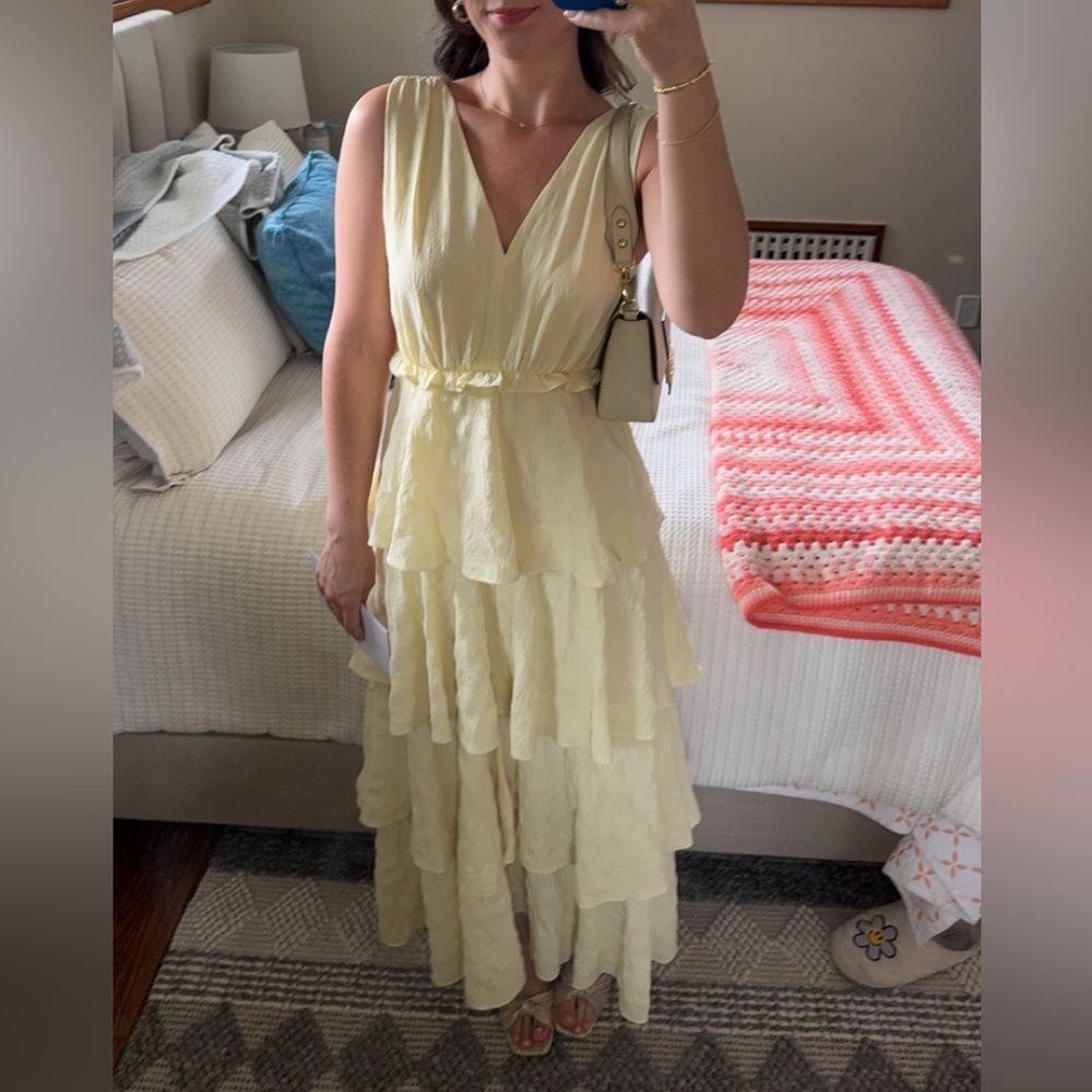 Yellow Midi Tiered Dress